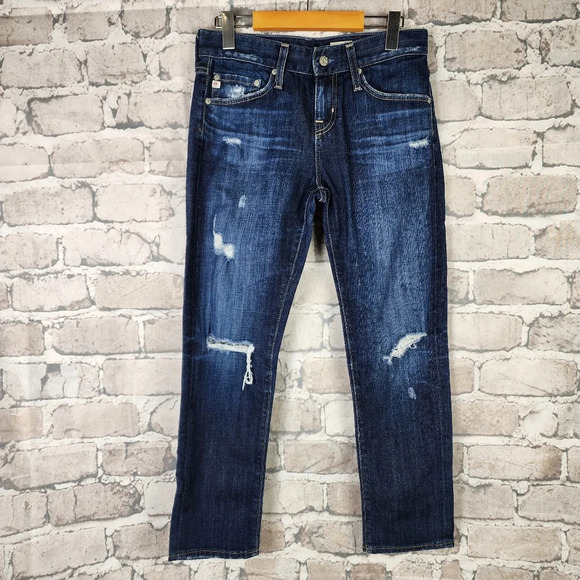 AG Adriano Goldschmied Ex Boyfriend Slim Slouchy Crop Jeans Distressed Size 25R - Picture 6 of 16